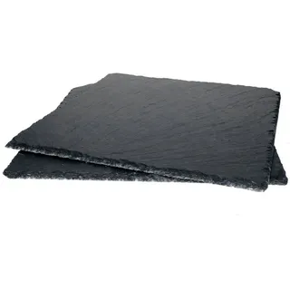 MamboCat Servierplatte 2x Schieferplatten 30x30cm Untersetzer Deko-Teller Servier-Platte, Schiefer schwarz
