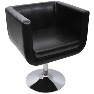 yorten Loungesessel Clubsessel Cocktailsessel aus Kunstleder Höhenverstellbar und Drehbar 63 x 59 x (66,5-75,5) cm (L x B x H) Schwarz