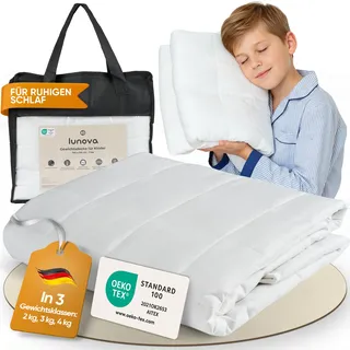Lunova Gewichtsdecke Kinder 4kg 135x200cm - Oekotex-Baumwolle Waschbar Therapiedecke WeightedBlanket 1 St