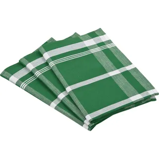 Ross 3er Pack Zwirn Halbleinen Geschirrtücher, Blockkaro, 50x70 cm | grün - grün