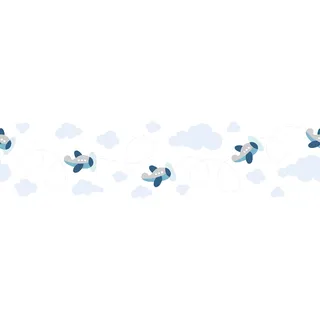 A.S. Création Cute Planes Bordüre 16 cm 155 m blau/grau 403752