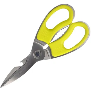Clauss Küchenschere TITAN Nitrid beschichtet Grün | Softgrip Haushaltsschere mit mikrogezahnten Klingen | Extraharte & demontierbare Klingen | Geflügelschere, Kräuterschere, Pizza Schere | CL-18873 00