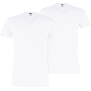 PUMA Herren T-Shirts im Pack - Basic V-Neck, Vorteilspack, V-Ausschnitt, Kurzarm, uni Weiß S 2er Pack (1x2P)