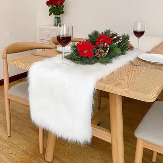 Pontedinvoy Deko Weihnachten Tischläufer Tischläufer Weiß, Modern für Hochzeit, Home Esstisch, Schminktisch, Couchtisch (30x120cm)