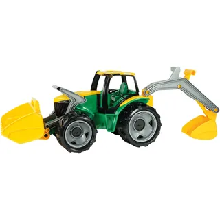 Spielzeug-Traktor LENA "Giga Trucks" Spielzeugfahrzeuge grün (grün, gelb) Kinder Landmaschinen mit Baggerarm und Frontlader; Made in Europe