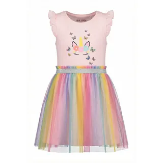 Jerseykleid BLUE SEVEN "Mädchen Tüllkleid", Mädchen, Gr. 128, bunt (4060, rosa), 95% Baumwolle, 5% Elasthan, normal, Rundhals, Kleider Jerseykleid