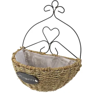 YARNOW Weiden Hängender Blumentopf Metall Geflochtener Korb Blumenkorb Rattan Pflanzkorb Kaktus Sukkulenten Topf Balkon Pflanzgefäß Landhausstil Wand Vase für Shabby Chic Deko Wanddeko
