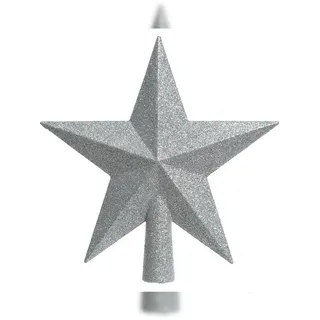 Christmas Decorations Christbaumspitze Stern mit Glitzer 19cm Kunststoff, silber
