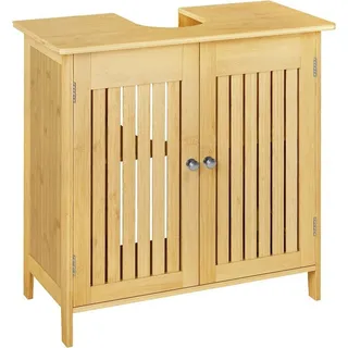 EUGAD Waschbeckenunterschrank (1-St) aus Bambus, Verstellbarer Einlegeboden, 60x60x30cm beige