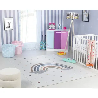 livabliss Teppich ARCADIA, rund, Höhe: 5,08 mm, Maschinenwaschbarer Kinderteppich – praktisch und pflegeleicht beige 120 cm x 170 cm x 5,08 mm