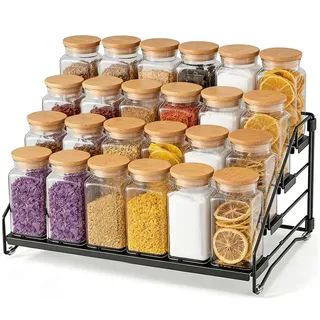 FARYODI 4 Etagen Gewürzregal Stehend Einstellbar Metall Gewürzständer Ohne Bohren, Spice Rack Organizer Gewürzeorganizer Schrank Gewürzaufbewahrung für Küche, Arbeitsplatte, Speisekamm