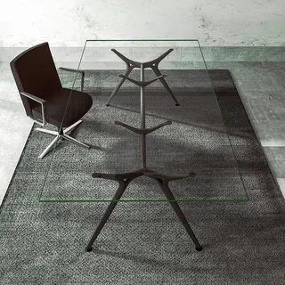 Design Schreibtisch Arkitek mit Glasplatte BxHxT: 160 x 74,5 x 80 cm | Aluminium / Glas in schwarz / weiß | FSC | Toro | Aluminium/Glas