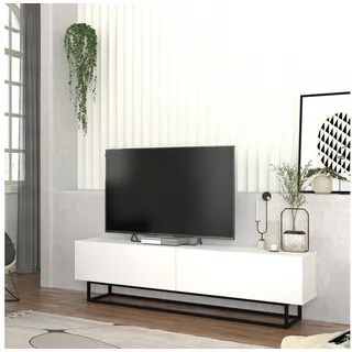 [en.casa] Nolven TV-Lowboard 180 x 46,5 x 31,5 cm Weiß Metall/Spanplatte