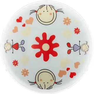 EGLO Kinderlampe Junior 2 für Jungen und Mädchen, Kinderzimmer Deko, Deckenleuchte, Kinderlicht, Babyzimmer Deko, rot / Weiß, Ø 39,5 cm