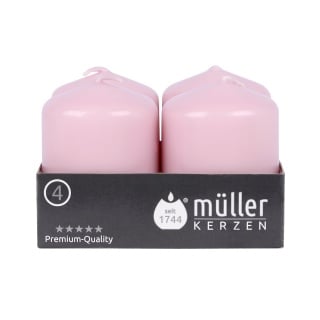 Müller Kerzen Stumpenkerze, rosa 24006248cw , 1 Packung = 4 Stück, (Ø x H): 48 x 62 mm