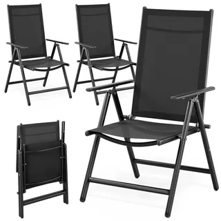 Casaria® Gartenstühle 4er Set Hochlehner Klappbar 8-Fach Verstellbar Camping Stuhl Aluminium Wetterfest Klappstuhl 120kg Belastbarkeit Garten Balkon
