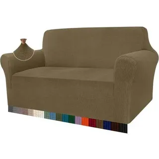 Sofabezug Jacquard Stretch Sofahusse Hunde 2 Sitzer Khakigrün
