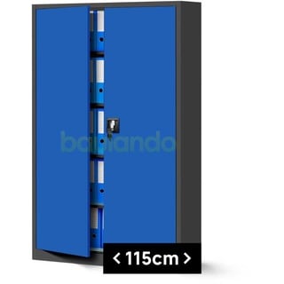 Aktenschrank Büroschrank Stahlschrank anthrazit-blau 185x115x40