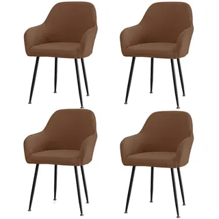 CLGTY Stuhlhussen Mit Armlehne Stretch, Weich Stuhlhussen Abnehmbar Bürostuhl Bezug Waschbar Hussen Für Stühle Für Esszimmer-braun-4 Stück