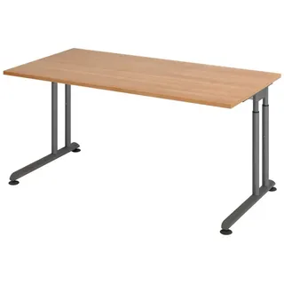 bümö Schreibtisch Serie-Z höhenverstellbar, Rechteck: 160 x 80 cm - Dekor: Nussbaum - Gestell: Graphit braun