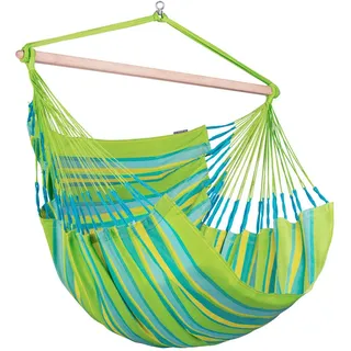 La Siesta Hängesessel Kingsize Outdoor, Gelb, Grün, Hellgrün, Holz, Textil, Bambus, 140x170x210 cm, wetterbeständig, UV-beständig, regenabweisend, Gartenmöbel, Hängesessel