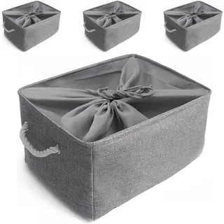 Mangata Stoff Aufbewahrungskorb für Schrank, Mehrere Größen und Farben, Regalkörbe Aufbewahrungsbox, 4er Pack (Grau, Jumbo)