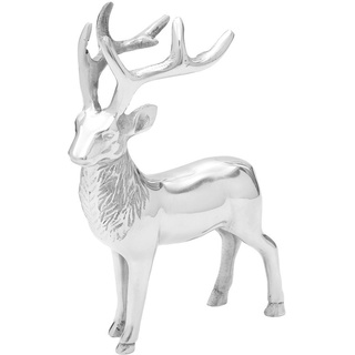Brillibrum Dekofigur Hirsch Figur Rentier Metall Silber Weihnachtsdekoration Reh Wild