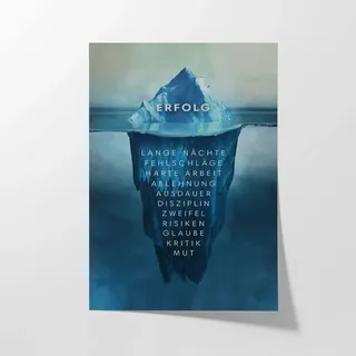 Hustling Sharks® Motivationsbild „Eisberg des Erfolgs“ – Poster 60 × 90 cm | XXL Motivationsbild im Hochformat, Motivationsposter Büro, Poster mit Sprüchen, Erfolg Bilder, Büro Bild, Deko