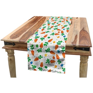 Abakuhaus Tischläufer Esszimmer Küche Rechteckiger Dekorativer Tischläufer, Ostern Orange Karotten Eier Dots bunt 40 cm x 225 cm