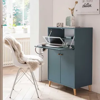 Sekretär Home Office in Petrol und Eichefarben Made in Germany
