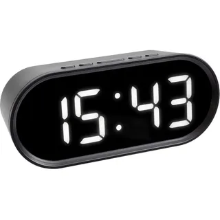 Digitaler Wecker Mit Led-beleuchteten Ziffern, Temperaturanzeige, Einstellbarer Schlummerzeit, Kunststoff, Schwarz