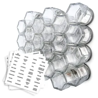 Gneiss Spice Leere magnetische Gewürzgläser | Erstellen Sie ein vertikales Gewürzregal am Kühlschrank | Aktualisierter Deckel (Set mit 24 kleinen Gläsern)