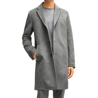 Keskin Collection Kurzmantel Edler Mantel Wolloptik Flexibler Stoff Modern-fit Grau Kurzmantel Reverskragen grau XXL