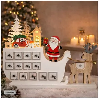 HGD Holz-Glas-Design Weihnachtsfigur Adventskalender (Stück, 1 St., 1 Kalender ohne Dekoration), Weihnachtsdeko Leuchtdeko bunt