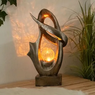 Außenlampe modern Solarleuchte Garten Terrassenlampe bronze, LED Flammeneffekt wetterfest Crackle Glas, 1x LED 3000K warmweiß, LxBxH 25,5x11x45 cm