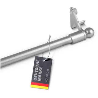 Bestlivings Klemmstange "EASY", Ø 10 mm, 1-läufig, ausdrehbar, ohne Bohren, geklemmt, Metall, für Bistrogardinen, Scheibengardinen, Dekoschals oder saisonale Deko silberfarben Ø 10 mm x 40 cm - 60 cm