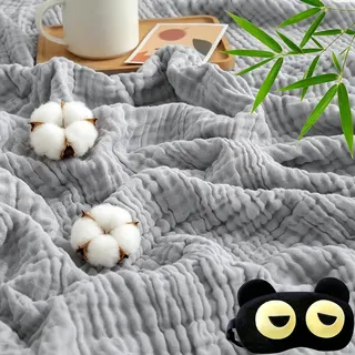 Gienslru Musselin Decke, Musselin Bettwäsche, Musselin Decke Erwachsene Sommer, Musselin Bettdecke 150 x 200, 135x200, 220x240, für Sofa, Bed, Couch Throw (150x200cm,Grau)