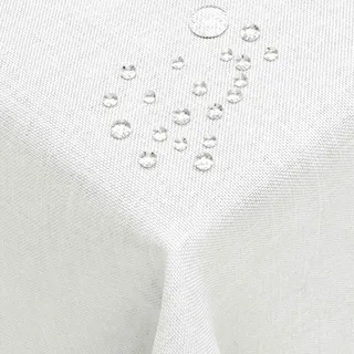 DecoHomeTextil Leinen Optik Tischdecke Eckig 130 x 130 cm Weiß | wasserabweisend, fleckenabweisend, abwaschbar, Lotuseffekt