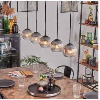 hofstein Pendelleuchte moderne Hängeleuchte aus Metall/Riffelglas in Schwarz/Rauchfarben/Klar, ohne Leuchtmittel schwarz