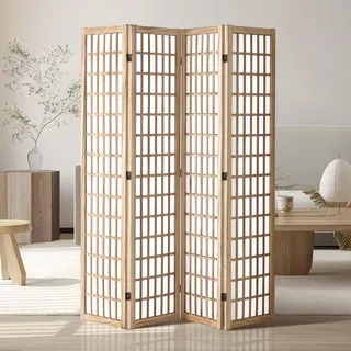 Vevor Raumteiler 4-tlg. japanischer Sichtschutz Paravent, faltbare Trennwand tragbarer Dekorationsschirm zur Raumtrennung, Raumtrenner geeignet für Büro Restaurant Schlafzimmer (Natur)