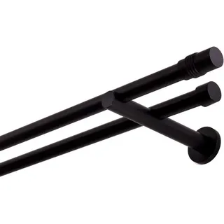 MDEKOR Vorhangstange Zylinder 2-läufig Ø 19 mm 140 cm Schwarz