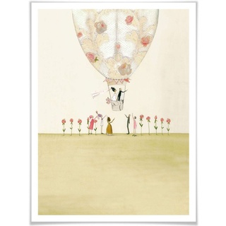 Wall-Art Poster »Hochzeit Deko Heißluftballon«, Heißluftballon, (1 St.), 58988548-0 bunt B/H/T: 80 cm x 60 cm x 0,1 cm