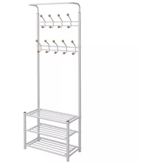 vidaXL Garderobenständer mit Schuhablage 68 x 32 x 182,5 cm Weiß
