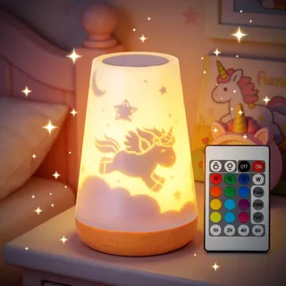 Mostof Einhorn Nachtlicht Kinderzimmer Deko,Fernbedienung Touch Control | LED Nachtlicht für Kinder Dimmbar, Timer, Geschenke für Mädchen, RGB Farbwechsel Nachttischlampe Baby
