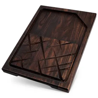 Steakbrett - Holzsteakbrett 35 x 25 - Holz Schneidebrett - Massiv Eiche Servierbrett - ​​Servierplatte - Holzbrett - Langlebig & Qualität