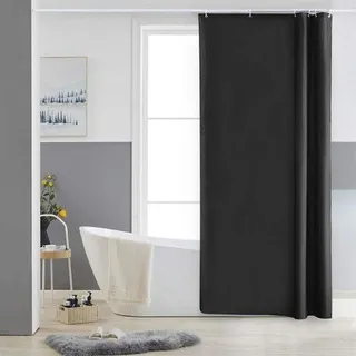 Textiel-douchegordijn für Ecke-WC und kleines Bad, 80 x 180 cm, polyester, schimmelbeständig, wasserabweisend, waschbar, schwarz. - Schwarz