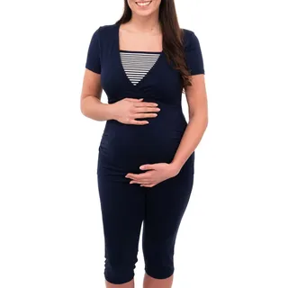 Herzmutter Stillen Schlafanzug Kurz Umstandspyjama Damen Stillpyjama Set | Nachtwäsche Schwangerschaft-Stillfunktion kurzarm - M