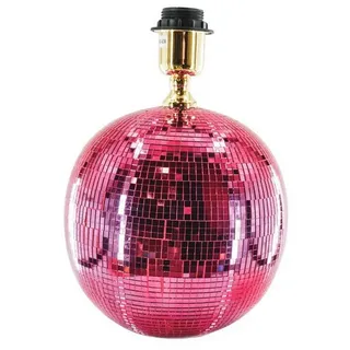 Signature Home Collection Tischleuchte Tischlampe Disco Lampenfuß aus Glas Silber 20x20x20 cm, ohne Leuchtmittel, Lampe in Diskokugel Optik rosa