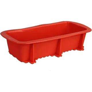 GMMH Silikon Brotbackform, Kastenform mit verzierenden Streifen und stabilisierendem Rand, Antihaft Backform Kuchenform für Kuchen und Brot, 23x10x6 cm (Rot)