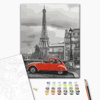 murando - Malen nach Zahlen Paris Eiffelturm Auto, 40x50 cm, Erwachsene